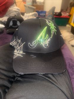 Black Embroidered Spider Web Snapback Hat