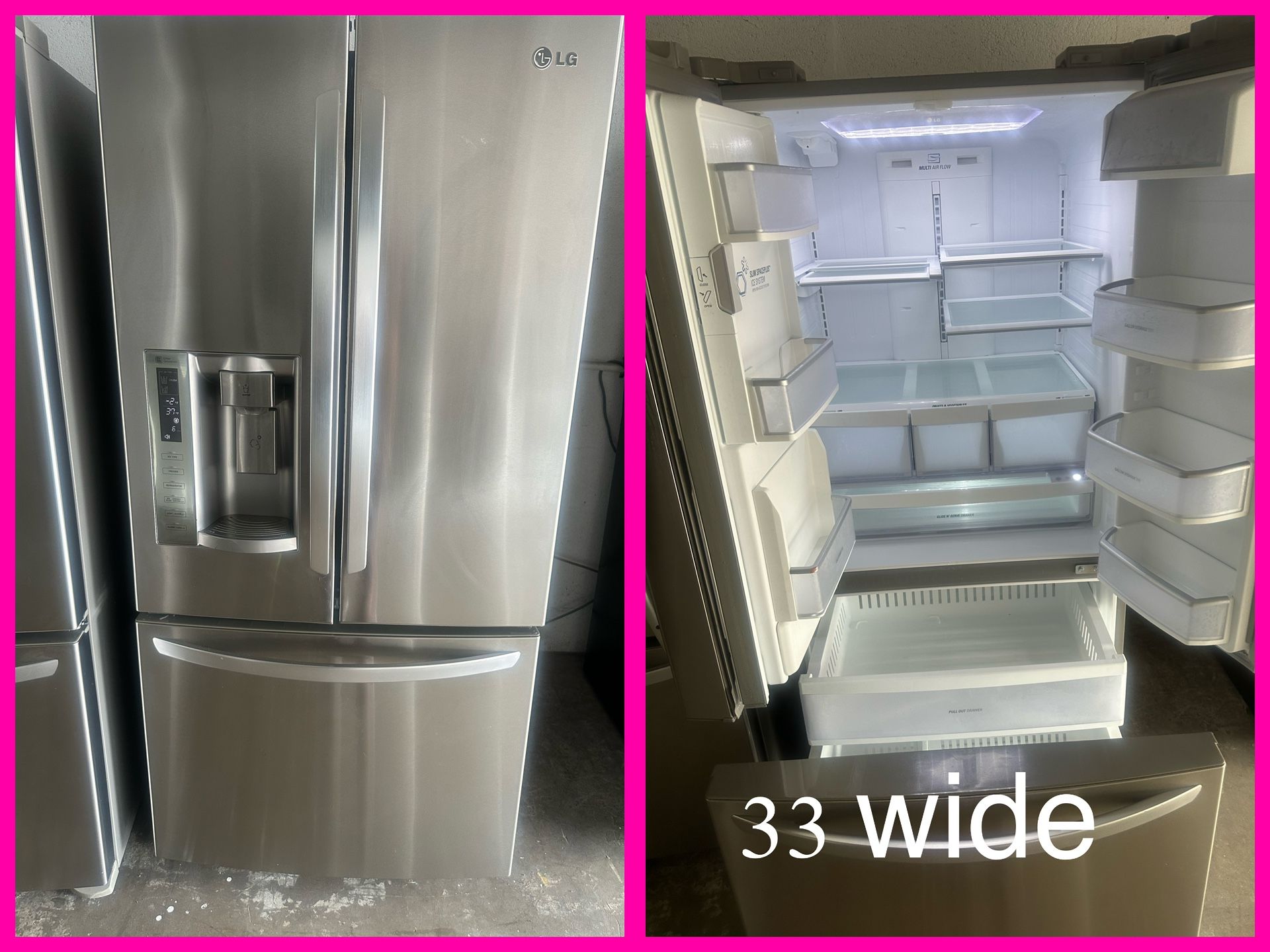 33 Wide Refrigerator, French Door Refrigerator, Stainless Steel Refrigerator