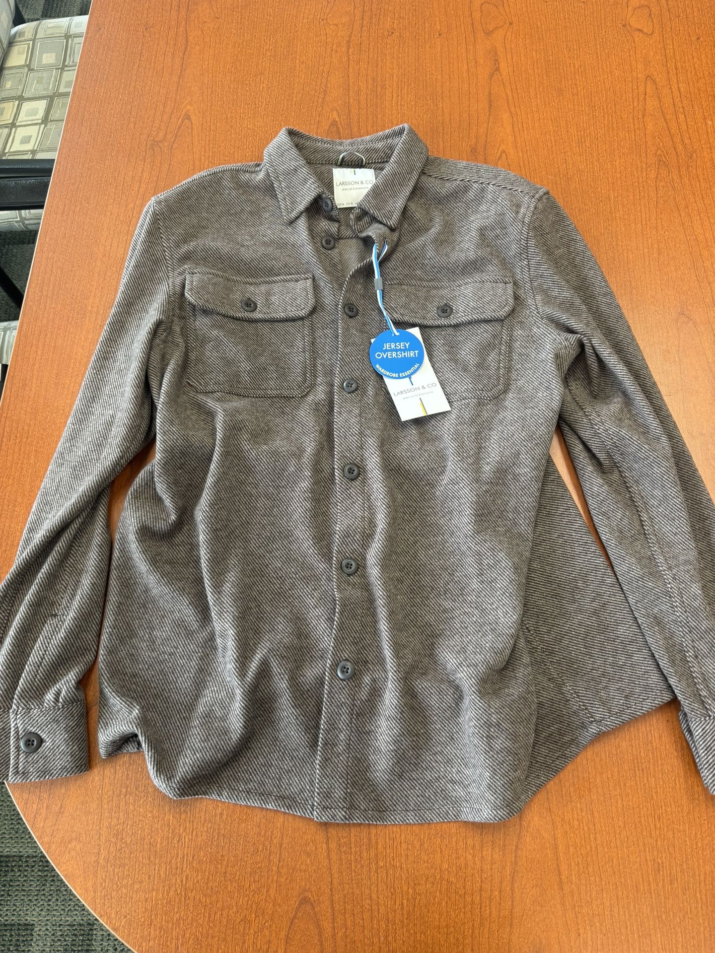 Nwt Mens Larsson & Co Herringbone Jersey Casual Overshirt