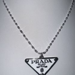 Beautiful Prada Silver Tone Triangle Tag Zipper Pull