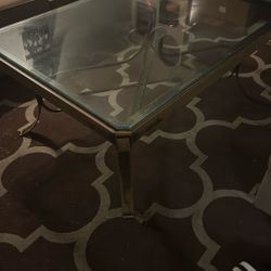 Glass and Steel Coffee Table