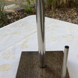 Wood and stainless steel paper towel holder