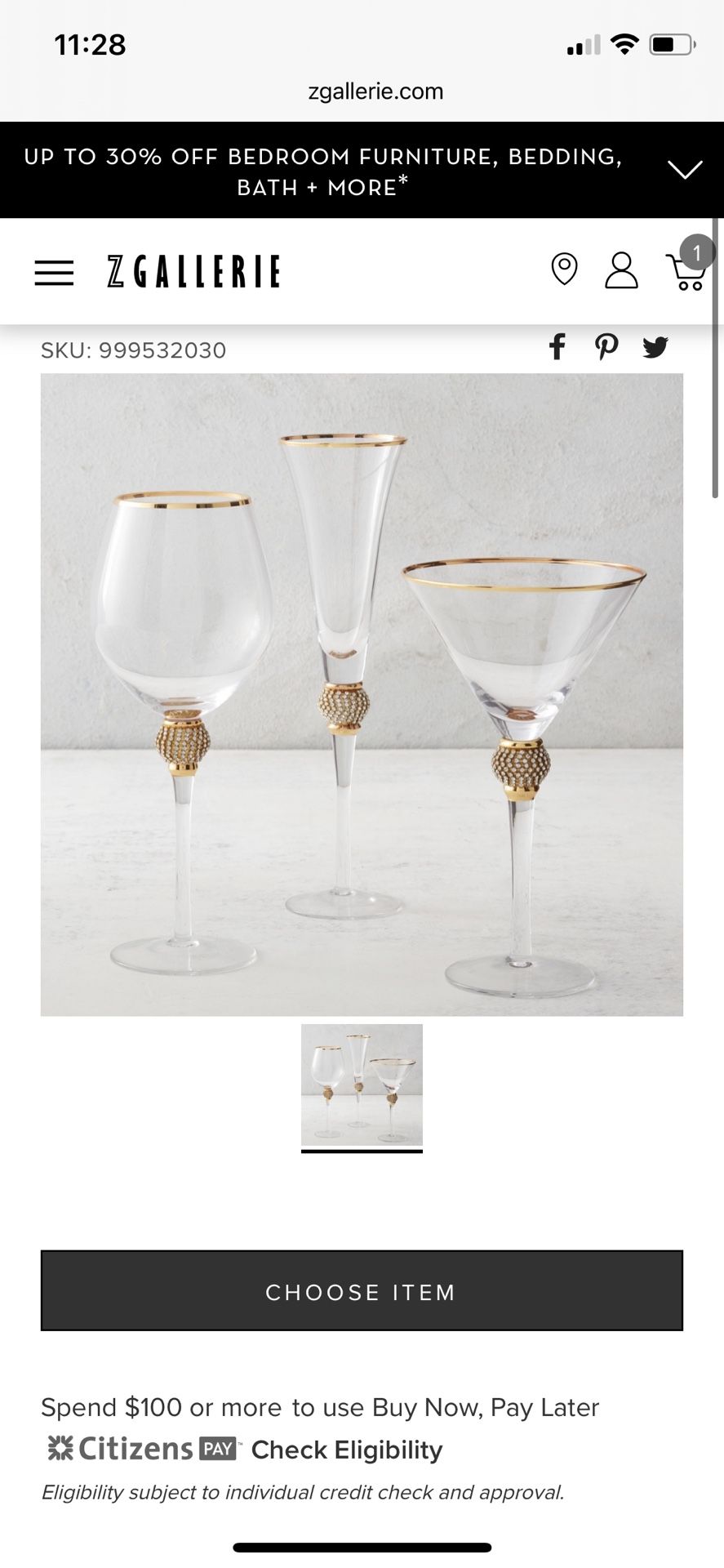 Z Gallerie Flute Glassware