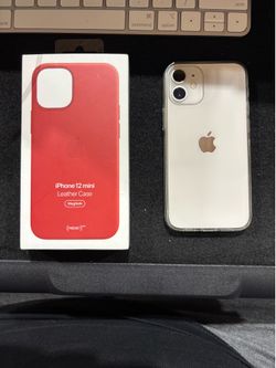 iPhone 12 mini with leather case