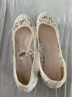 Soft white Wedding Flats. David’s Bridal. Size 9.