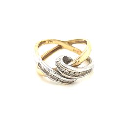 14k Two-Tone Diamonds Criss-Cross Ring