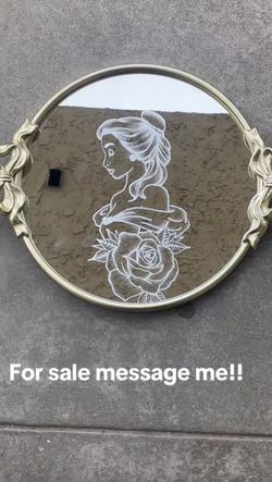 Princess Belle Hand Engraved Mirror Tray