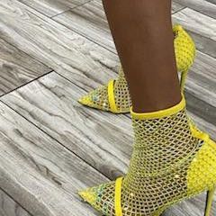 Ladies Yellow Rhinestone Stilettos/Heels
