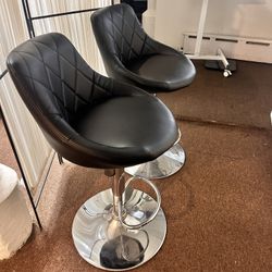 Black Leather Stool Bar Seats