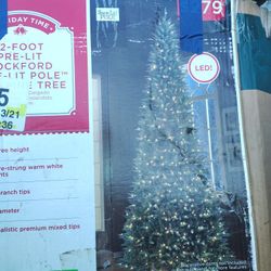 12-foot Pre Lit Rockford Christmas Tree Slim Pine