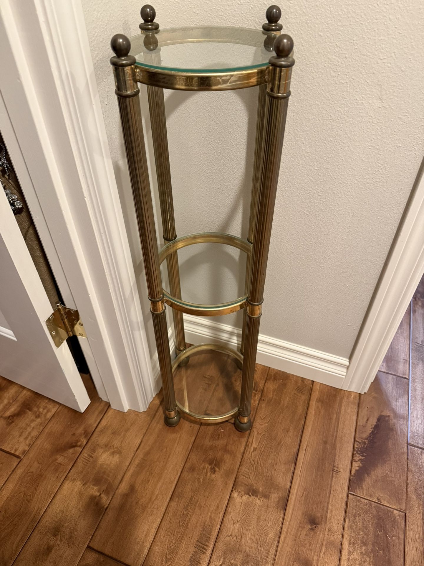 MCM Brass And Glass Decor Stand