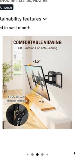 New Mounting Dream Sliding TV Wall Mount for 42-86" TVs, Full Motion Articulating Dual Arms, Easy TV Centering, Max VESA 600x400mm, 132 lbs, MD2198