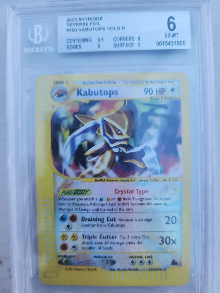 Pokemon: Skyridge Kabutops Crystal Type BGS 6