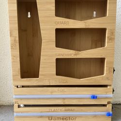 Used Storage Bag Organizer & Plastic Wrap Dispenser - $15