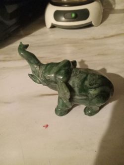 Green Jade Elephant Figurine