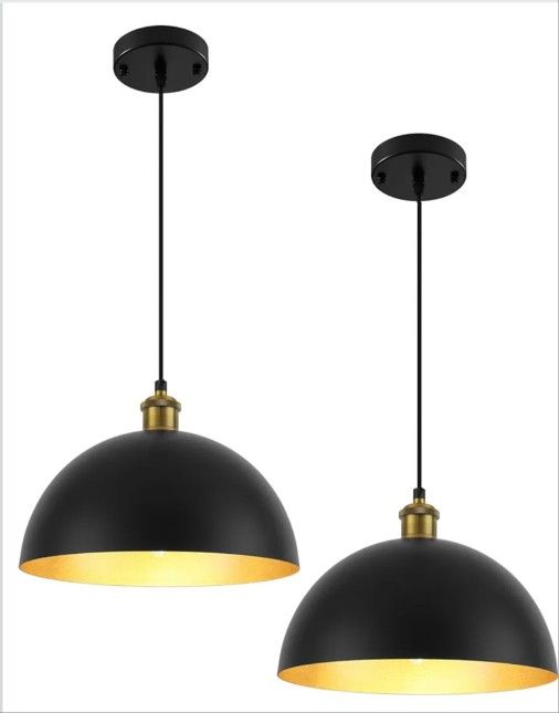 Black Dome Pendant Light 2 Pack