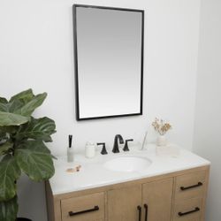 Hamilton Hills 24x36 Black Framed Bathroom Mirror NEW IN A BOX