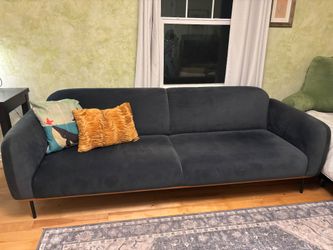 Kardiel Mid century Modern Sofa in Dark Blue Microfiber