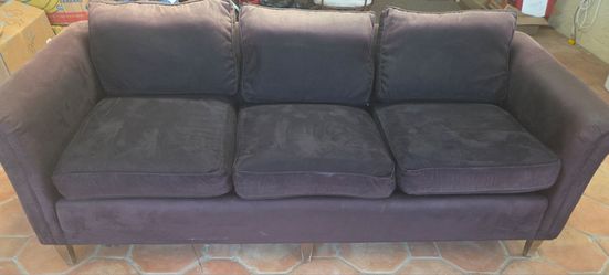 Ethan Allen 6-Foot Sofa – Faux Suede/Velvet