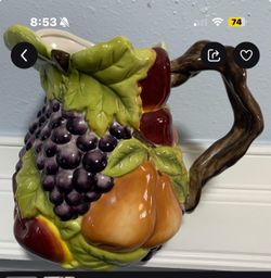 Ceramic Fruit Pitcher with Branch Handle