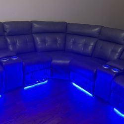 Electric Reclining Sofa With Blue Lights 