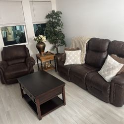 Leather Sofa And Recliner 