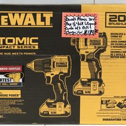 Dewalt Atomic 20V Max 1/2” Drill & Impact Combo W/ 2 Batt. & Charger New 