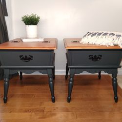 Refinished Vintage Heywood Wakefield End Tables Maple Wood Early American Colonial Style