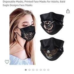 100Pcs Disposable Face Masks for Women, Owl Print Disposable Masks, Printed Face Masks for Adults, Bald Eagle Designs Face Masks