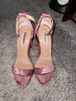 Steve Madden Pink Velvet Ankle Strap Heels