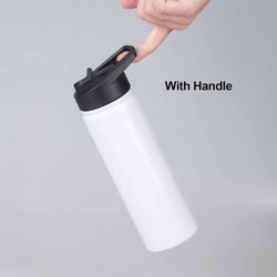 Sublimation Water Bottle Blanks, 24oz Water Bottles Bulk with Handle & Straw Lid, Stainless Steel, Lightweight.