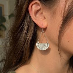 Sterling silver half moon earrings boho