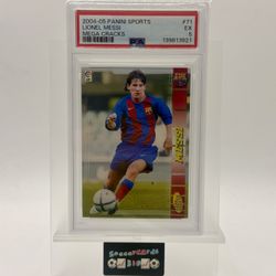LIONEL MESSI 2004-05 PANINI SPORTS MEGA CRACKS #71 (PSA 5) ROOKIE CARD