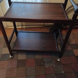Teakwood Mid-century Modern Portable Bar Cart