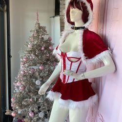 SATIN CORSET & VELVET SANTA SKIRT/CAPE