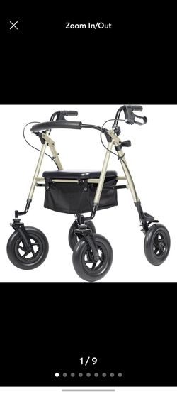 Elenker All-Terrain 10" Rollator Walker with Padded Seat Backrest Senior 300 lb