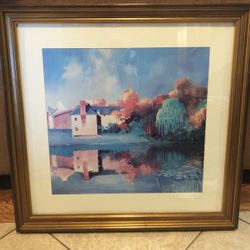 Water Color Solid Wood Framed And Matted Picture