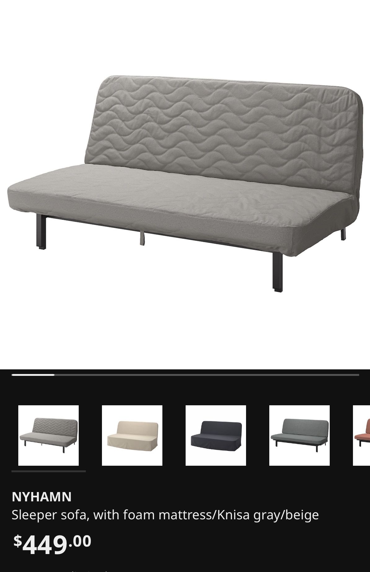 IKEA Sofa Bed, Sleeper Sofa w/ Foam Mattress 