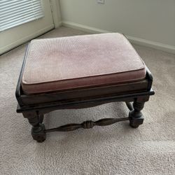 Antique Ottoman Hassock, solid wood with corduroy covered cushion, 25”W x 21”D x 16”H, good condition 