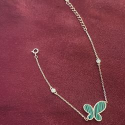 Natural Malachite Butterfly Bracelet 925 Silver 