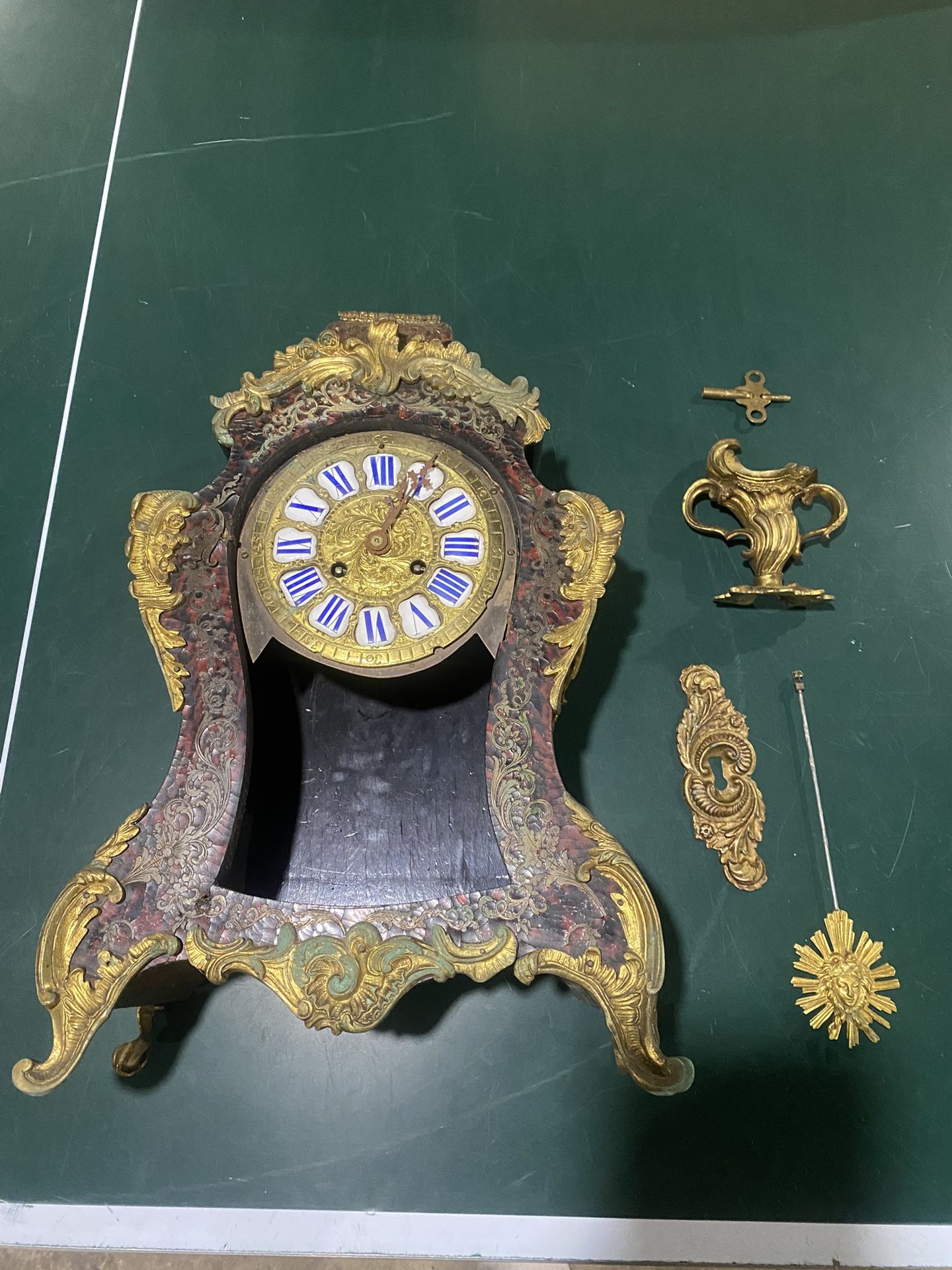 20th Century French Tortoiseshell Boulle Mantel Clock