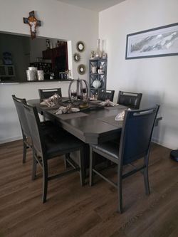 Gray Counter-Height Dining Table with 6 Chairs