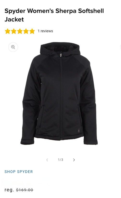 NEW Spyder WOMEN'S Sherpa Softshell Jacket -MEDIUM -BLACK