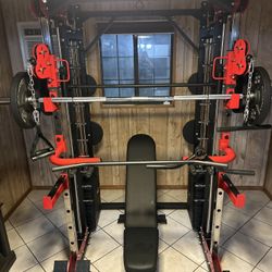 Smith Machine 200 | Adjustable Bench | 245lb Cast Iron Olympic Weights | 7ft Olympic Bar | Fitness | Gym Equipment | FREE DELIVERY/INSTALLATION 🚚 🛠️