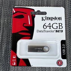 Kingston DTSE9 Silver UDisk 64GB USB 2.0 Flash Drive Memory Stick Storage Device