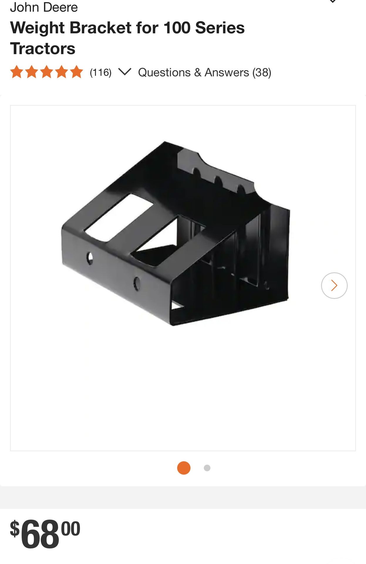 John Deere tractor rear weight+ Weight Bracket for 100 Series Tractors