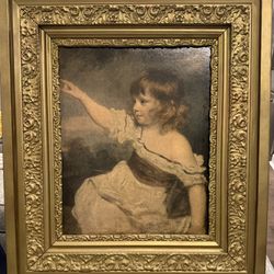 Ornate Gold Frame Child Portrait Painting