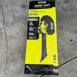 RYOBI 40V HP Brushless 100 MPH 600 CFM Cordless Leaf Blower/ Mulcher/Vacuum with (2) 4.0 Ah Batteries and Charger