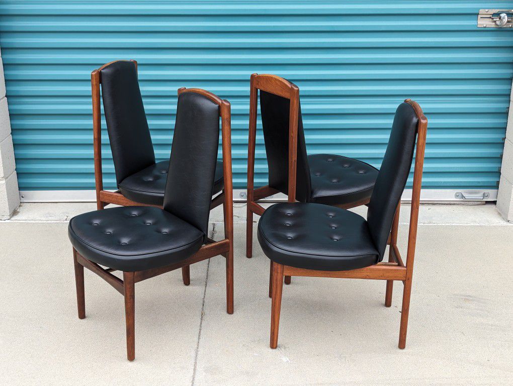 Sculptural Vintage Mid Century Modern Walnut Dining Chairs, C1960s (4)