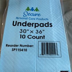 Underpads 30” x 36” – 10 Count Pack – New & Sealed